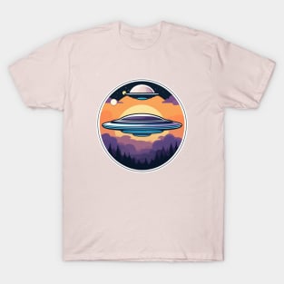 Two UFO flying saucer over trees T-Shirt